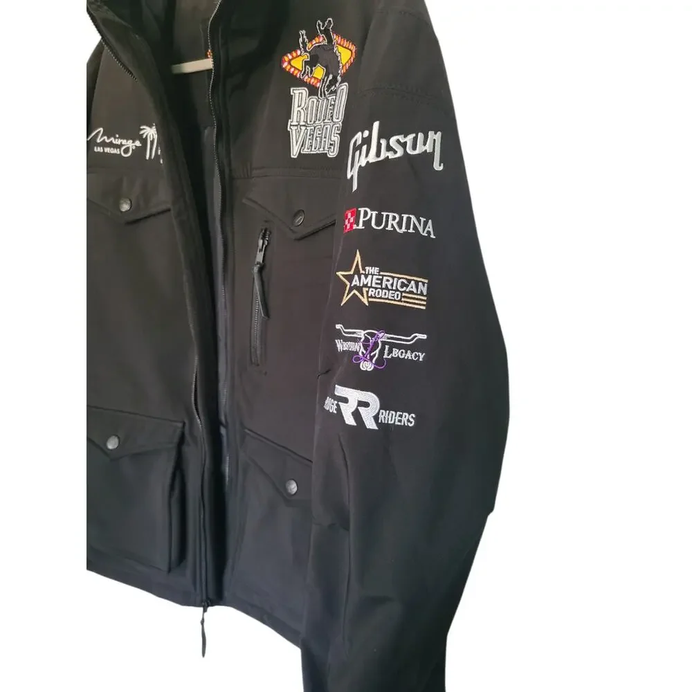 Rodeo Vegas Limited Edition NFR Sponsor Softshell Jacket Black Men's Size Large
